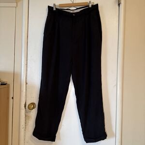 Tommy Bahama Relax Fit Silk Dress Pants Chino Black Pleated | Mens 36WX30L